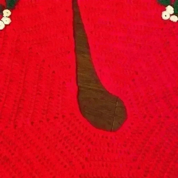 Noel Christmas Tree Skirt Hand-Knit Crocheted - Picture 4 of 7